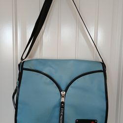 Steve Madden Durable Big Zipper Blue Messenger Crossbody Bag Multiple Layers 