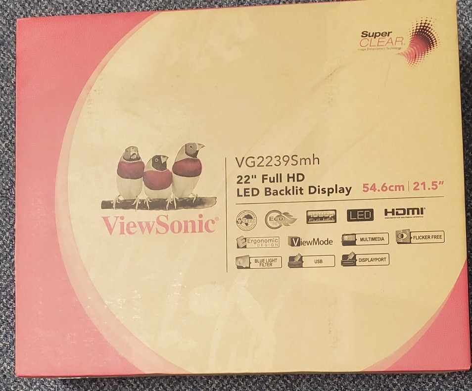 New 22" Viesonic monitor with speakers, all inputs' VG2239