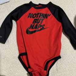Baby Boy Nike Nothing But Naps Onesie Red Black Size 12 Months 