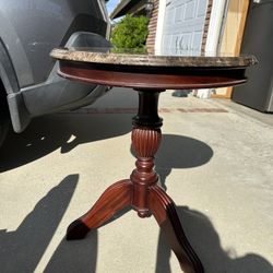 Cherry Oak Marble End Table
