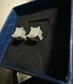 Moissanite 925 Sterling Silver Ice Cube 3D Earrings