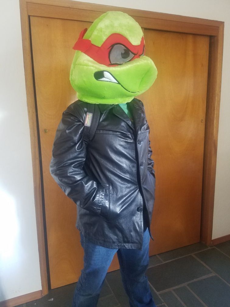 Tmnt Raphael custom Halloween Costume discontinued head & wilsons leather jacket for Sale in