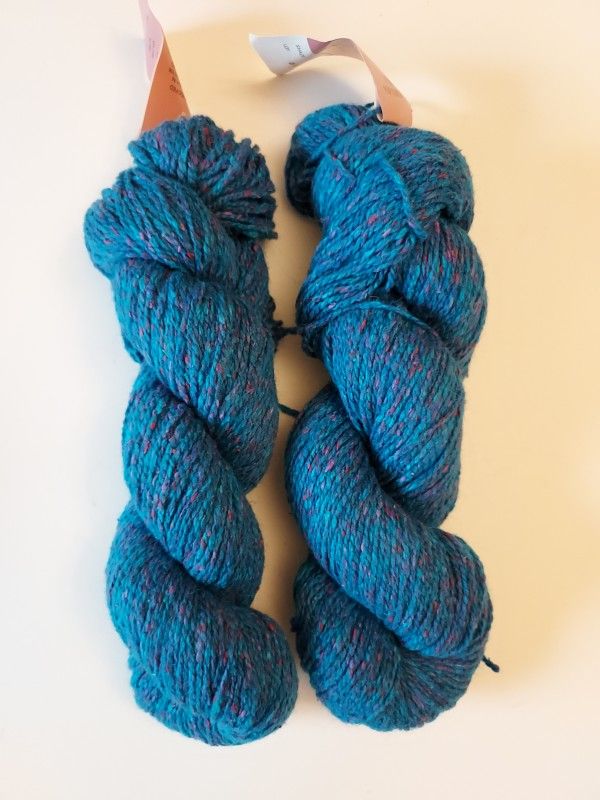 lot of 2) Tahki CHELSEA Tweed Blue Yarn #147 Silk/Wool  100g each 3.5 Oz