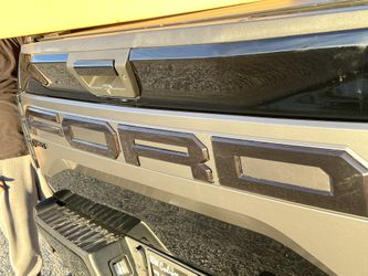 New for 15-17 Ford F150 18-20 Raptor Style Rear Tailgate Applique Trim Panel Grey with LED Letter