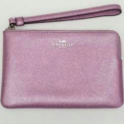 NWT COACH Leather Wristlet ~ Metallic Lilac~F21070