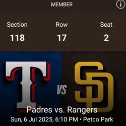 Padres VS Rangers  July 6th