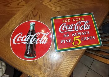 2 -1990s Porcelain Coca Cola Signs