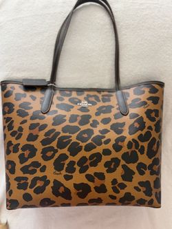 Large Coach Leopard Print Tote Bag