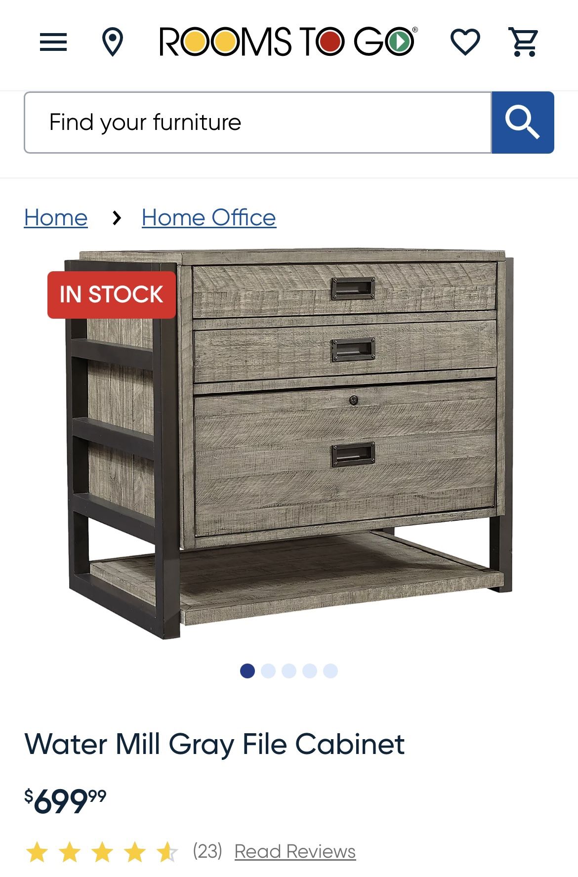 Water Mill Gray File Cabinet