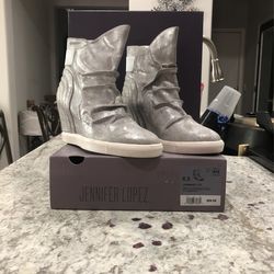 Jennifer Lopez, Elegant Silver High Top Size 6.5. Used Once