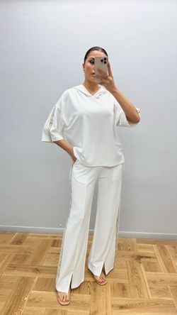 White Hoodie & Wide-Leg Pants Co-ord Set