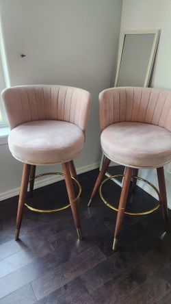 Pink Velvet Bar Stools Set of 2