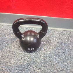 One 15lbs Dumbell Set, One 15lbs Kettle Bell