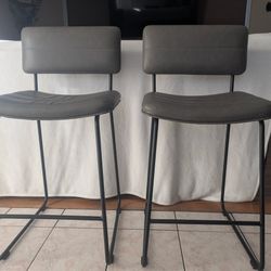Set of 2 Marshalls Counter Stools - Modern Grey/Black. OBO
