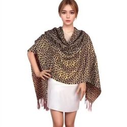 1 pc Animal Leopard Cheetah Print Pashmina Scarf Shawl - Elegant chic - Very Large dimension 28” x 70”  For Women 