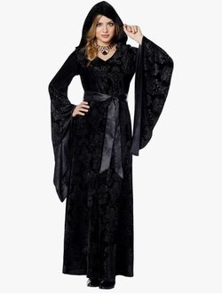 Spirit Halloween dress Velvet Hooded Robe | Black Robe | costume Robe Costume L/XL
