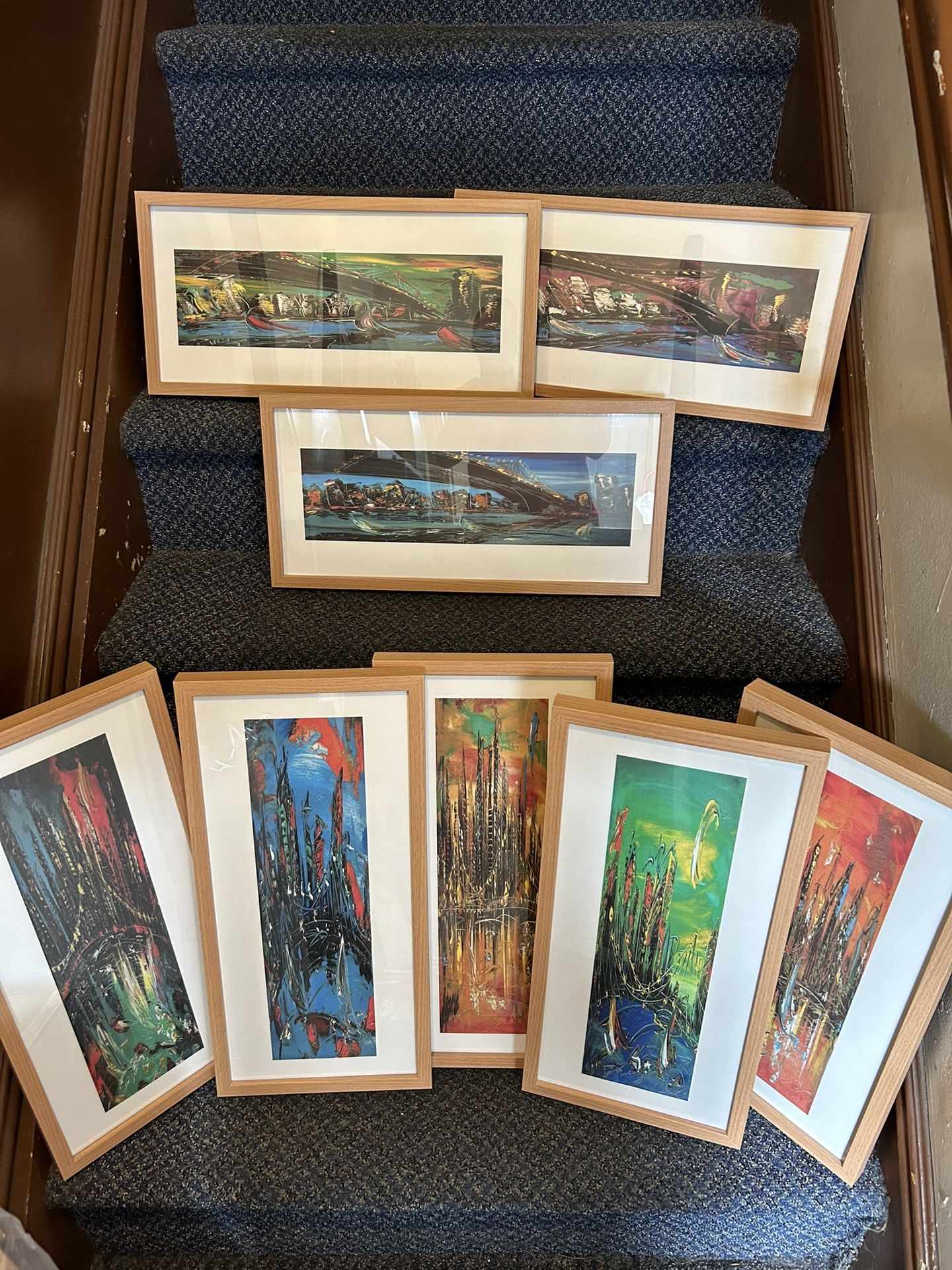 IKEA Rabbla Photo Picture Wall Frames (8) With Prints 10”x20” Brown