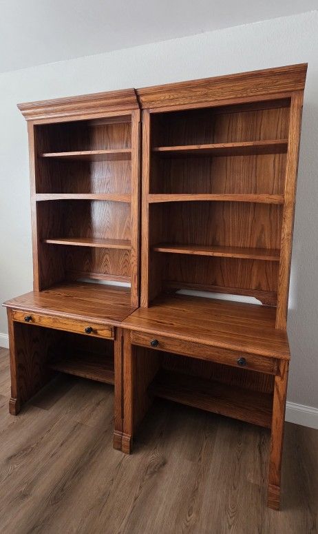 Rustic Wood Hutch & Writing Desk | Pair