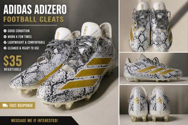 Adidas Adizero Football Cleats White/Gold – Size 10 – Good Condition