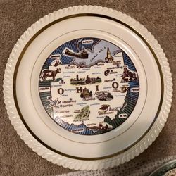 12” Diameter 24 K Gold Rimmed Vintage Ohio state Plate