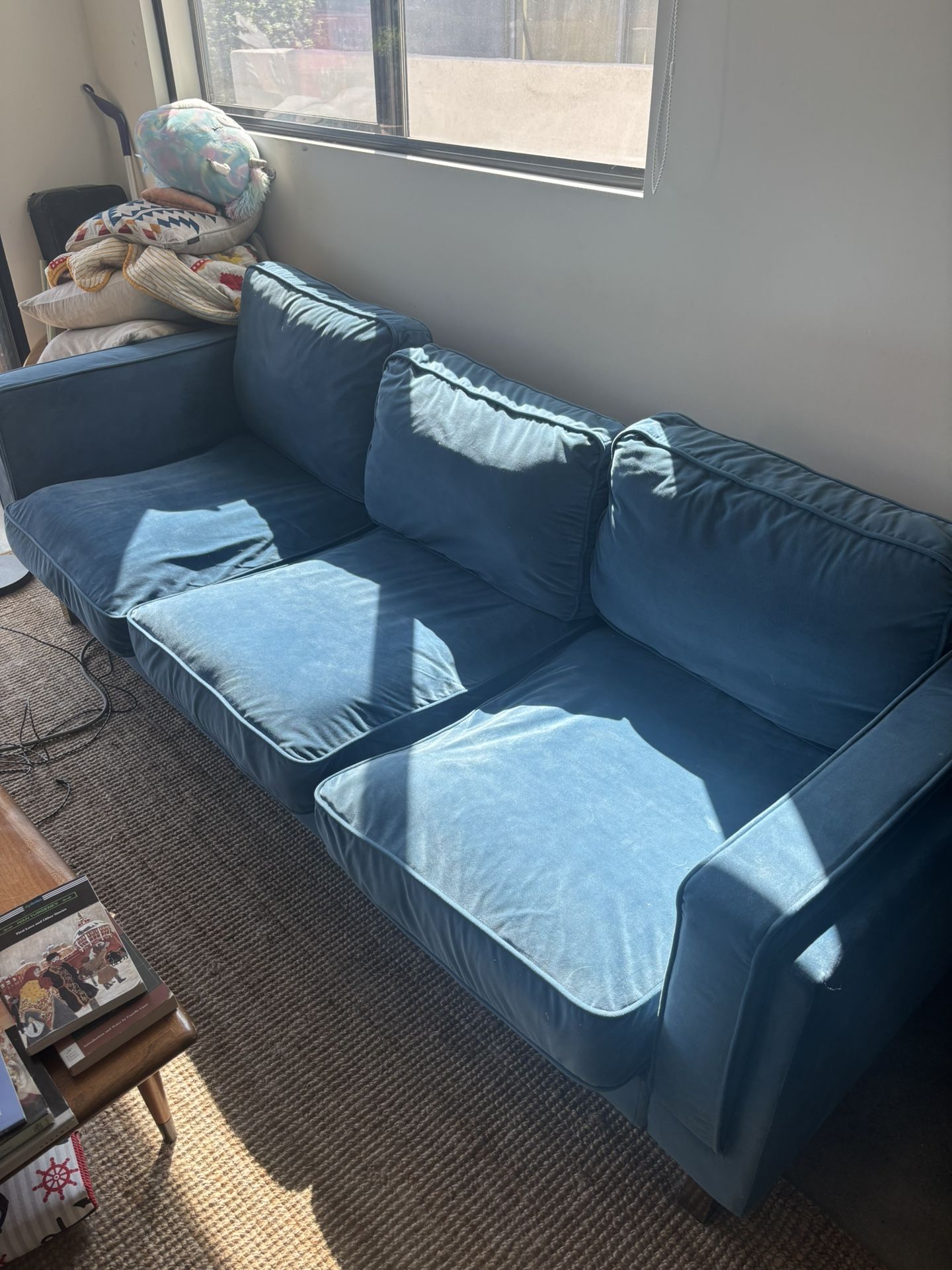 Albany Park Albany Sofa Velvet Couch Three-Seater Loveseat MCM Mid Century Modern