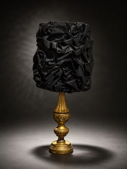 Vintage Gold Base Table Lamp with Black Textured Shade