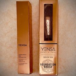 YENSA, Super Serum Silk Foundation in Light Medium, 1oz + YENSA Foundation Brush.  
Both NIB.