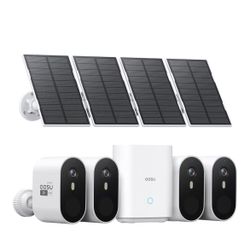 aosu Solar Security Cameras Wireless Outdoor, 4-Cam Kit, 2K QHD Home Security System with 166° Ultra-Wide Angle, Color Night Vision, 60 Days aosuBase 