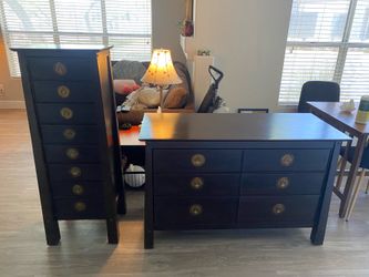Set of 2 dark brown bedroom dressers