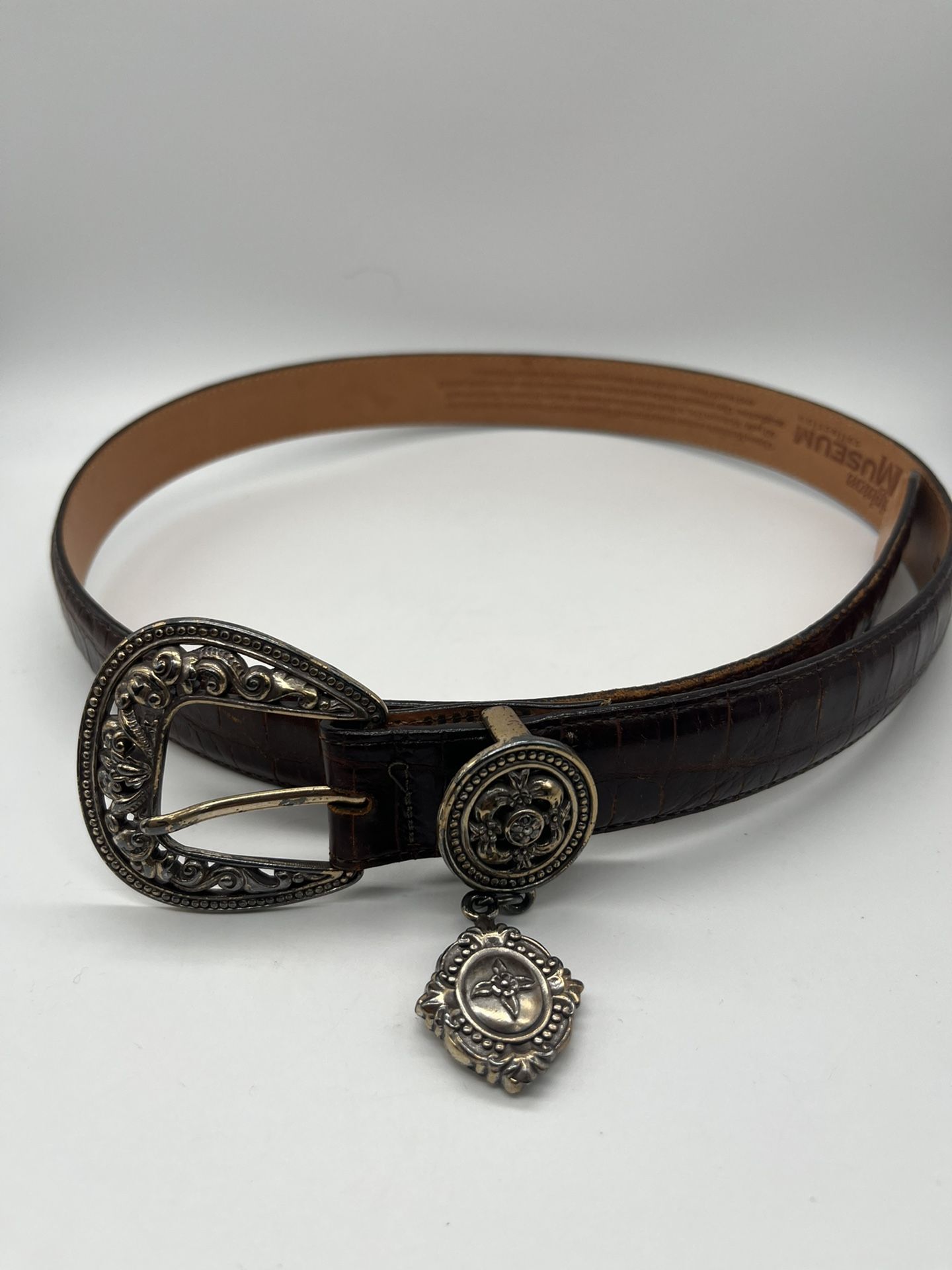 Brighton Museum Collection 1995 L 43207 Women Brown Leather Belt with Locket Size āLā