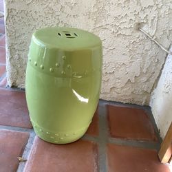 Beautiful Lime Green Ceramic Stool Or Accent Table.