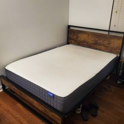 Full Size Bed Frame, Tall Drawer Chest, And Night Stand For Sale