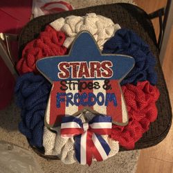 12” Red White And Blue Burlap Wreath