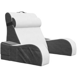 Kolbs Bed Wedge Pillow with Chic Jacquard Cover - Headboard Wedges for Sleeping (19" Wedge Reading - Grey) Retail $47.00