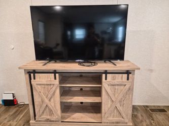 Rustic Farmhouse TV Stand with Sliding Barn Doors – Fully Assembled
