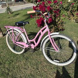 Beach Cruiser Bike  Size 26 Pink And White Schwinn Good Condition Ready To Rade 