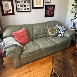 Green Leather Sofa Couch