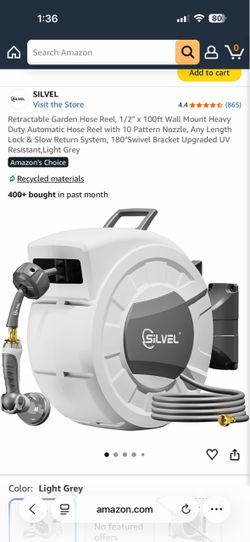 Retractable Garden Hose Reel, 1/2" x 100ft