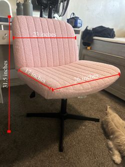 Adjustable pink soft crisscross chair for vanity