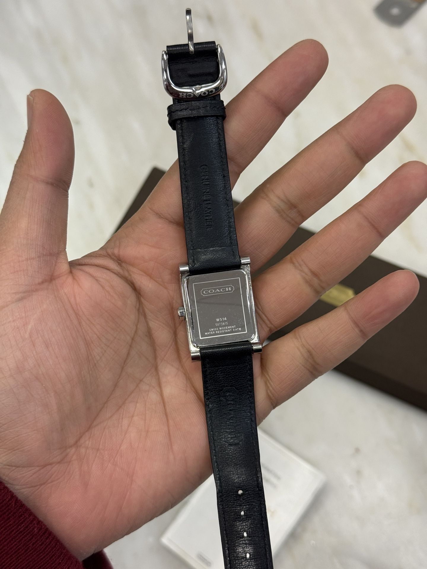 Coach Silver Rectangular Watch with Black Leather Strap Coach Silver and Black Rectangular Watch vintage classic  main image 4