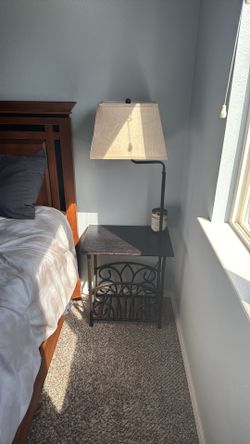 Bedside Table with Lamp