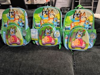 3 Bluey Backpacks and Lunchboxes Brand New