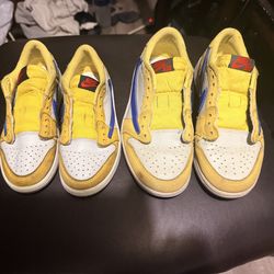 2 pair Jordan 1 Low x Travis Scott 'Canary'