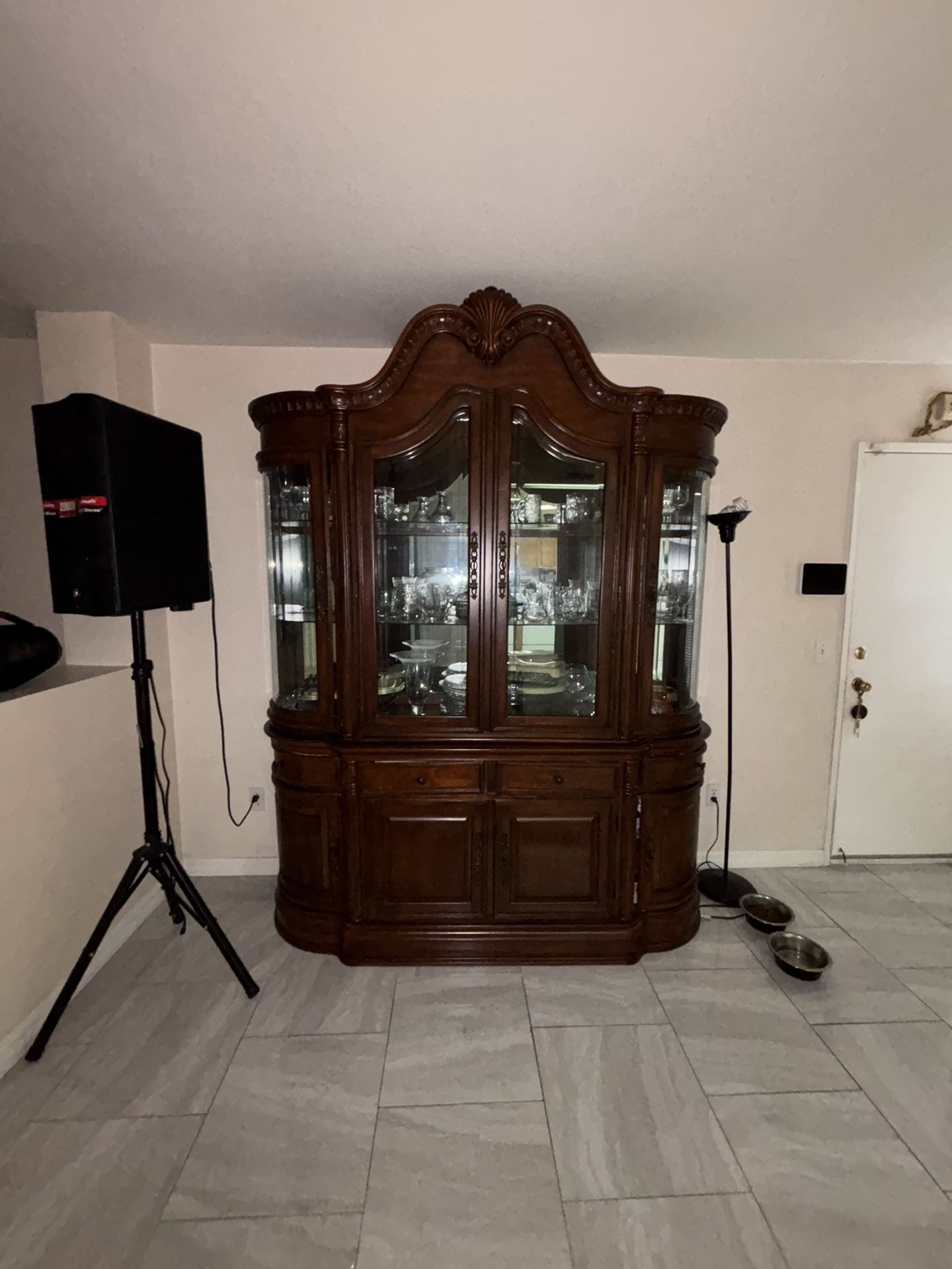 Traditional Wood China Cabinet / Hutch with Glass Display OBO