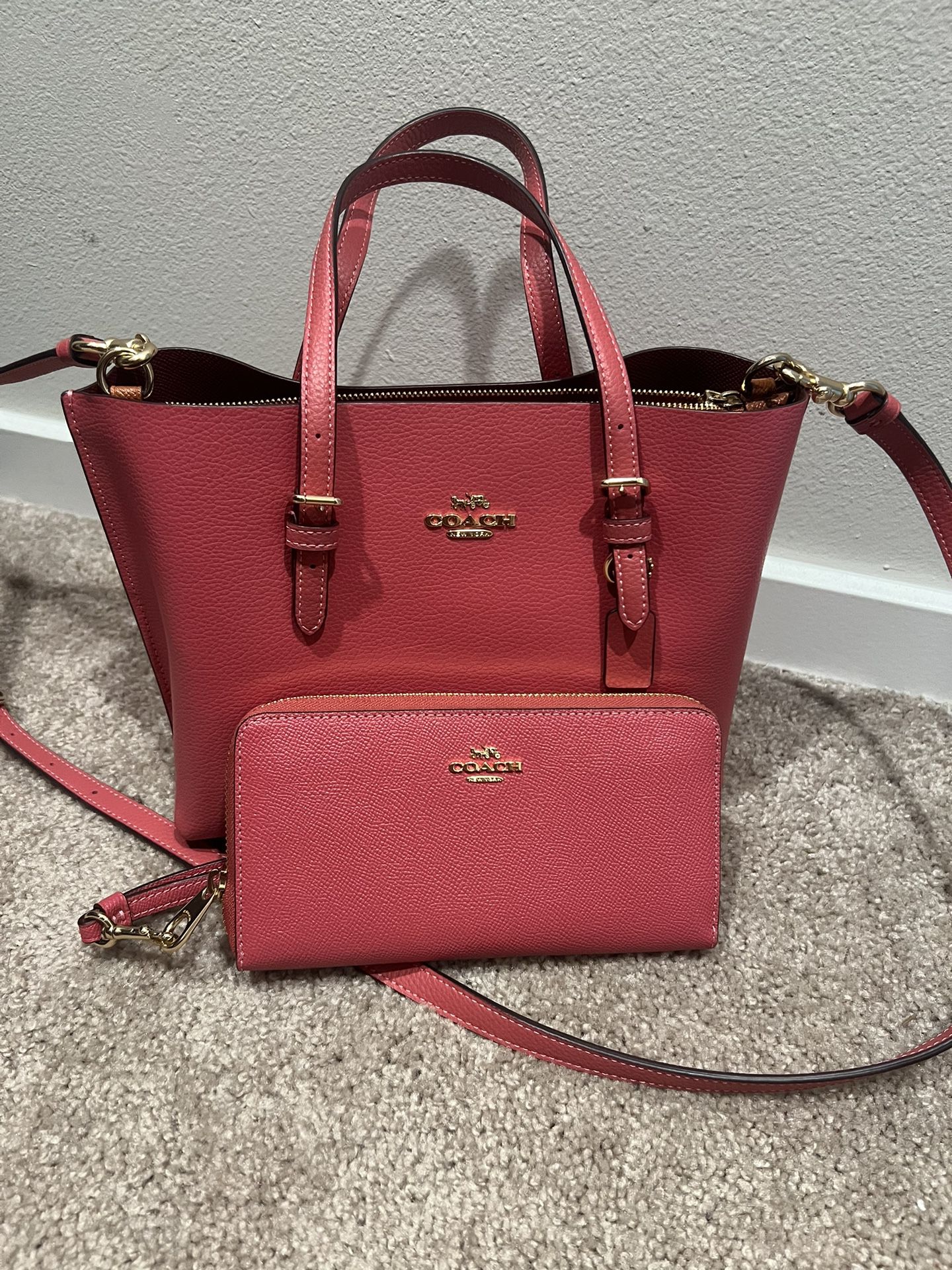 COACH Leather MOLLIE TOTE Shoulder Bag ~ Strawberry Pink