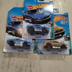 Hot Wheels 68 Mustang Tooned Lot Of 3