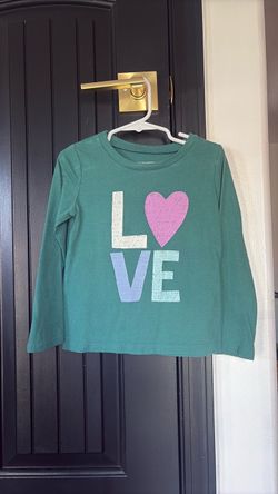 Kids Green Long Sleeve LOVE Graphic Tee