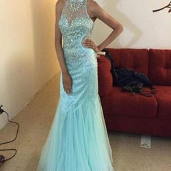 Light blue halter top dress