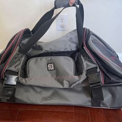 FUL 22"x13"x12" Wheeled Rolling Duffel Bag Carry On Suitcase, Gray w/ Red Trim