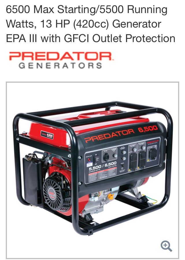 Predator 6500 watt generator
